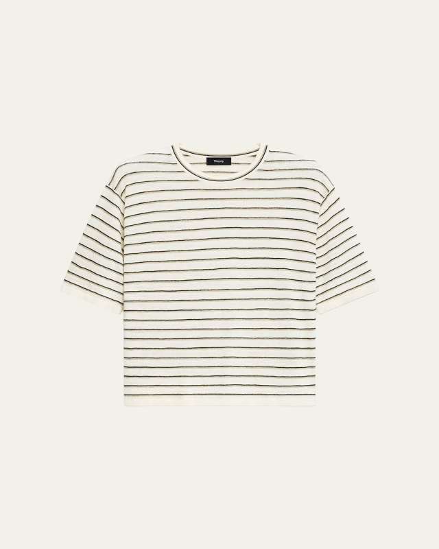 Stripe Knit Short-Sleeve Boyfriend Tee